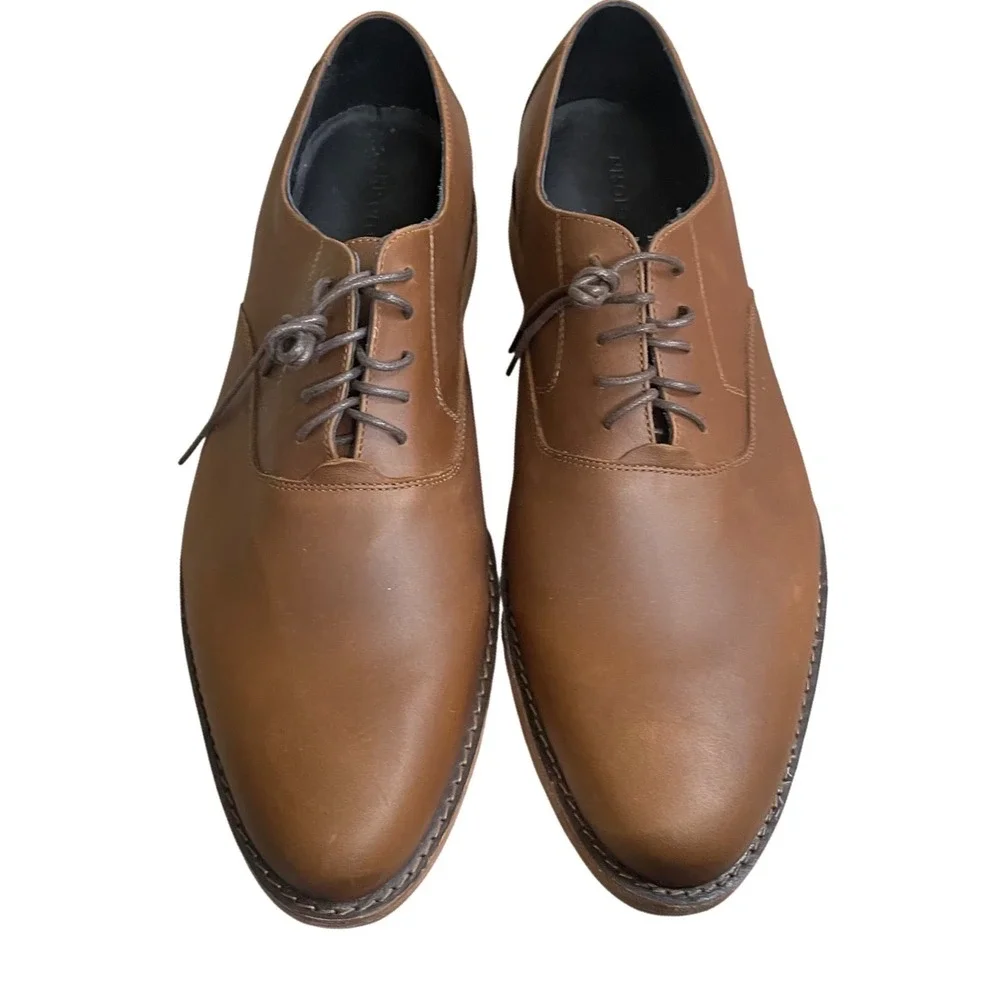 Nisolo everyday Mens Brown Leather Oxford Dress Shoes Lace‎ Up Size 11.5 wore 1x
